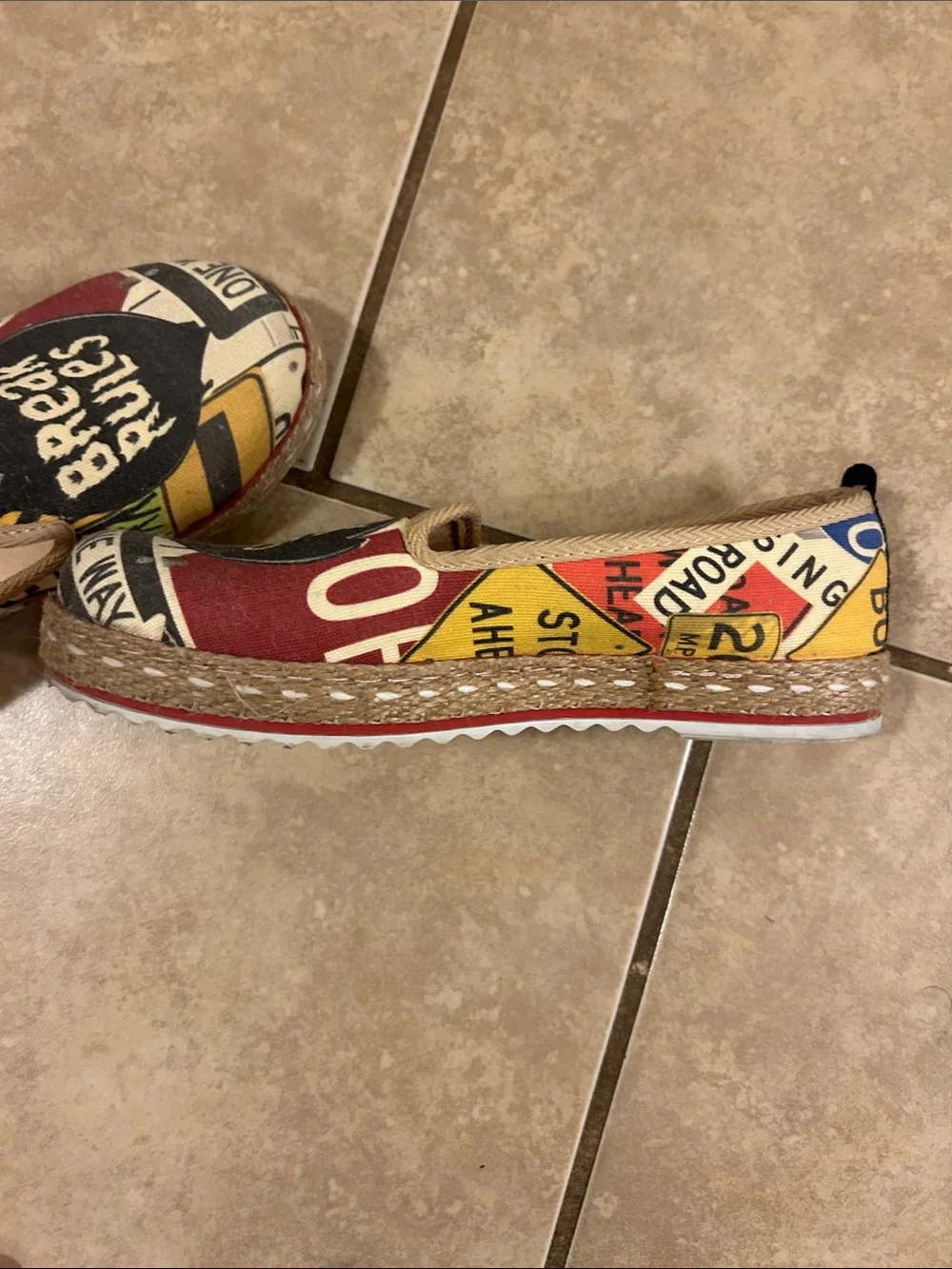 Goby Break Rules Graphic Canvas Slip-On Flats